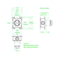 Inbouwbox IVY tbv Inbouw 3-weg Stop-Omstel Symmetry Donker Blauw