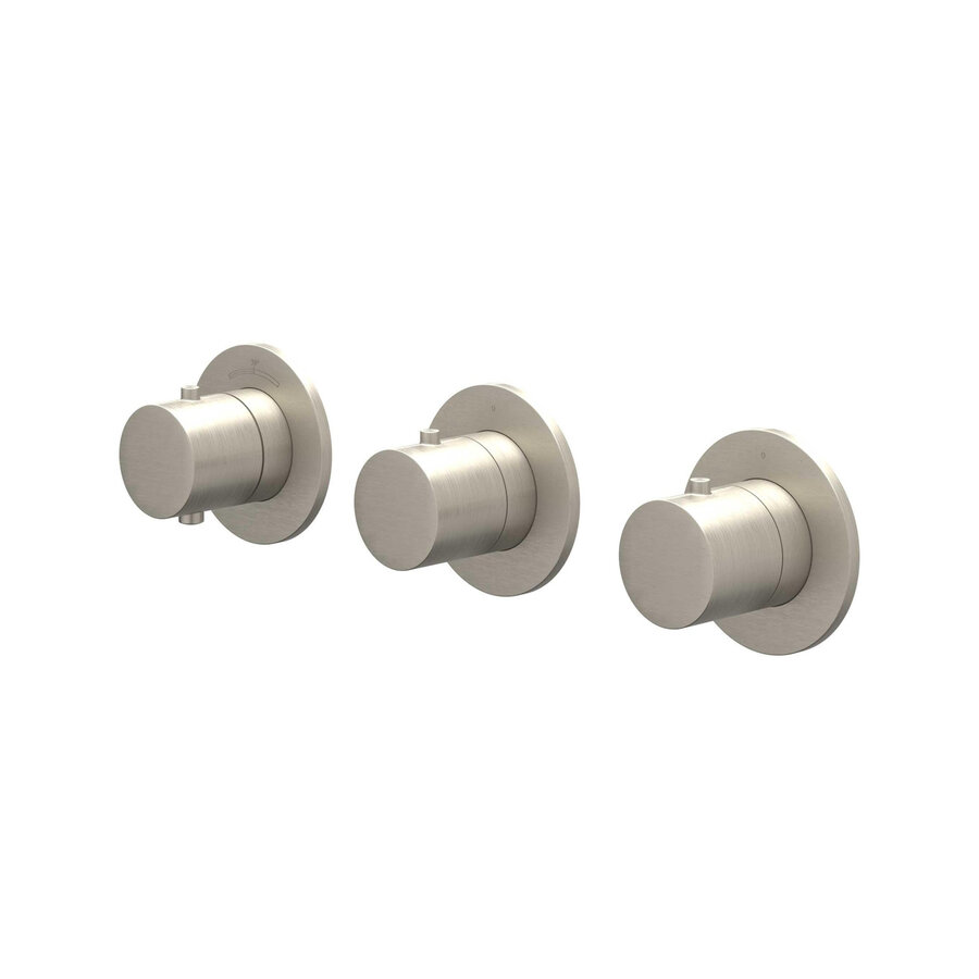 Afbouwdeel IVY Bond Inbouwthermostaat 2 Stopkranen Symmetry Met Ronde Rozetten Geborsteld Nickel PVD