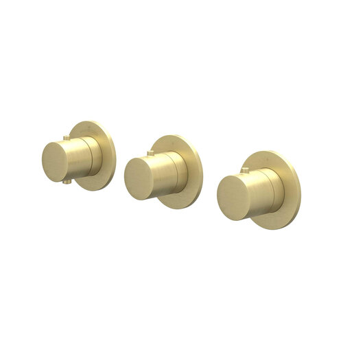 Afbouwdeel IVY Bond Inbouwthermostaat 2 Stopkranen Symmetry Met Ronde Rozetten Geborsteld Mat Goud PVD 