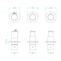 Afbouwdeel IVY Bond Inbouwthermostaat 2 Stopkranen Symmetry Met Ronde Rozetten Zwart Chroom PVD
