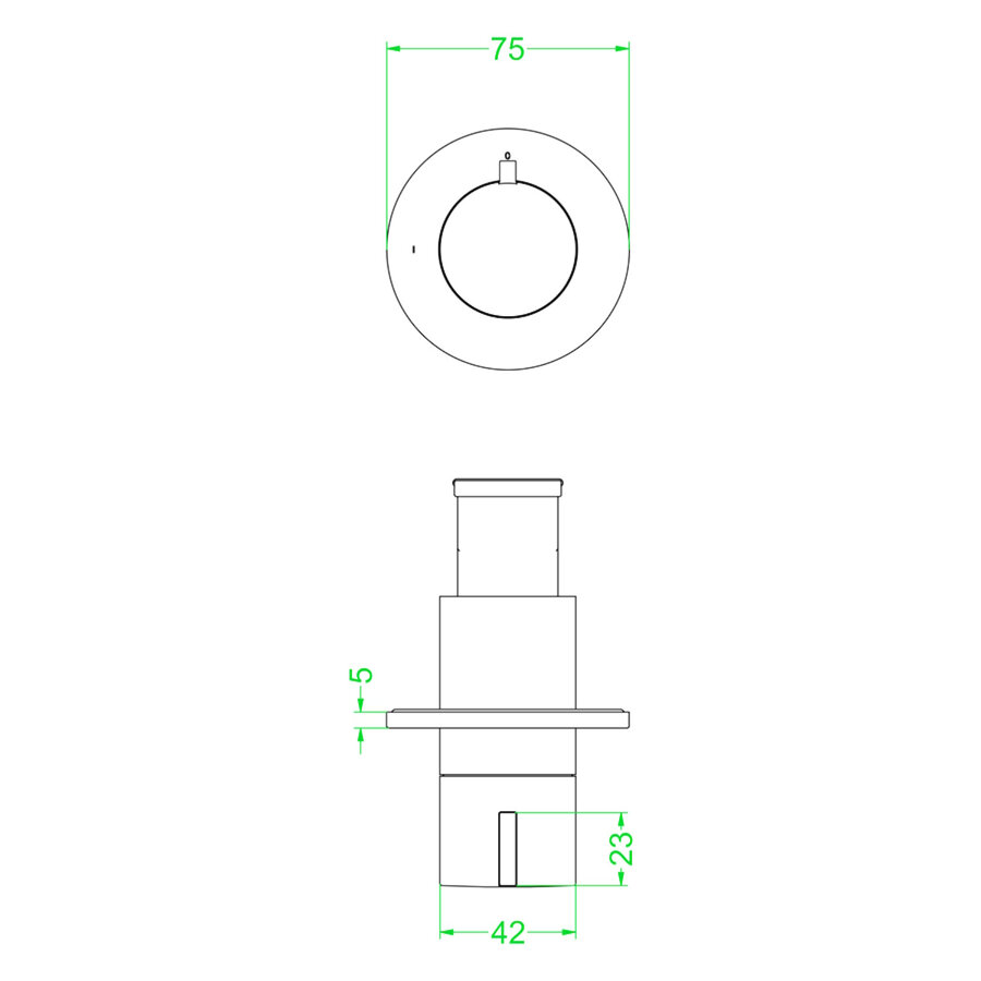 Afbouwdeel IVY Pact Flow-Through Stopkraan Symmetry Met Rond Rozet Mat Zwart PED