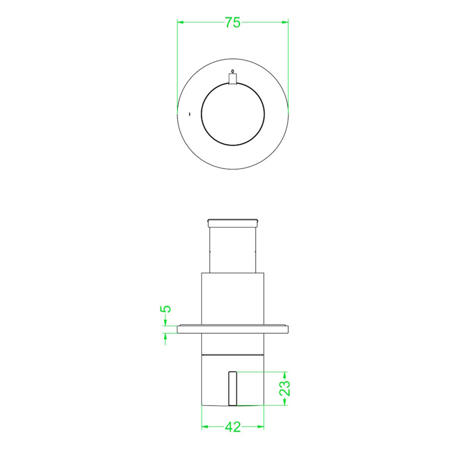 Afbouwdeel IVY Pact Flow-Through Stopkraan Symmetry Met Rond Rozet Geborsteld Mat Goud PVD