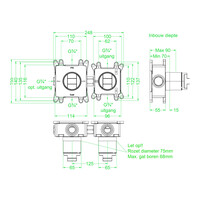 Inbouwbox IVY tbv Inbouw Thermostaat 2-weg Stop-Omstelling Symmetry Donker Blauw