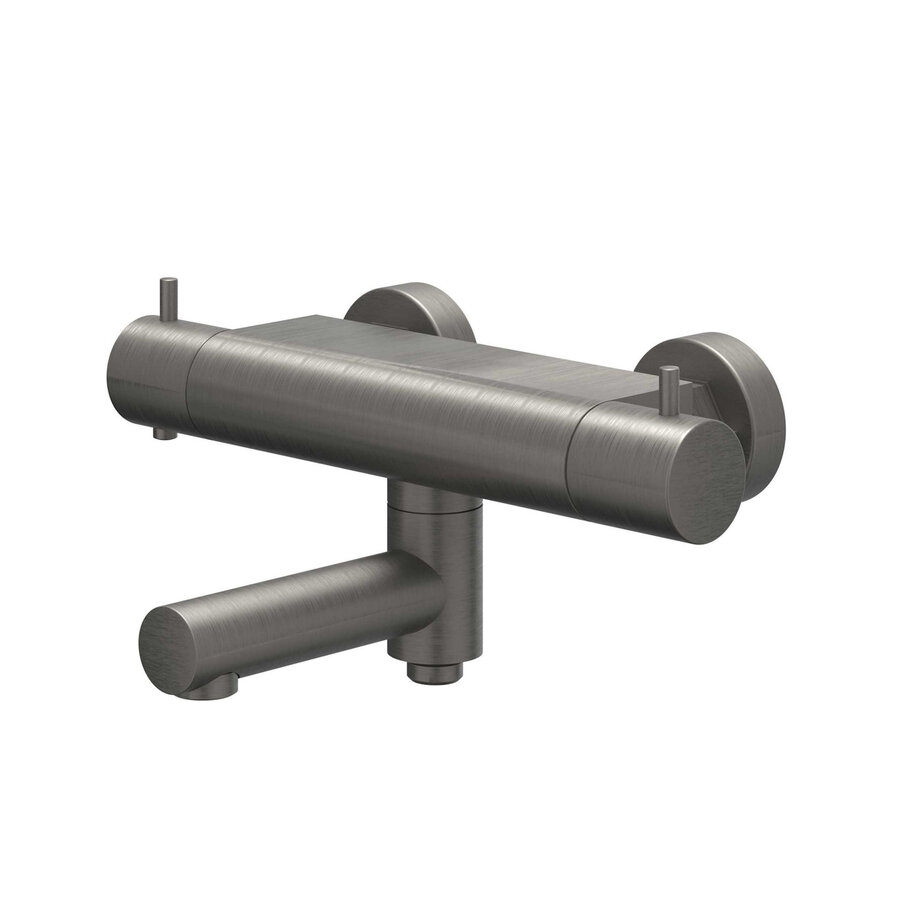 Badthermostaatkraan IVY Bond Opbouw Omstel Met Draaibare Baduitloop Met Omstel Cooltouch Geborsteld Metal Black PVD