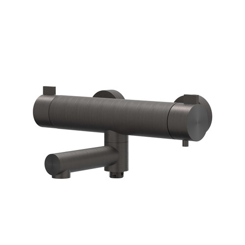 Badthermostaatkraan IVY Tribe Opbouw Omstel Met Draaibare Baduitloop Met Omstel RVS316 Geborsteld Carbon Black PVD 