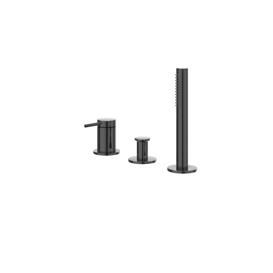 Badrandcombinatie IVY Bond 3-gats Mengkraan Met Uittrekbare Handdouche Zonder Uitloop Zwart Chroom PVD