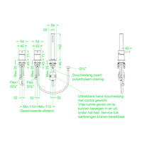 Badrandcombinatie IVY Concord 3-gats Mengkraan Met Uittrekbare Handdouche Zonder Uitloop Geborsteld RVS316