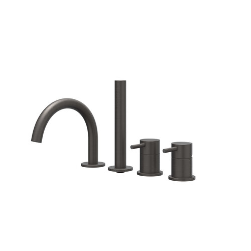 Badrandcombinatie IVY Concord 4-gats Mengkraan Met Uittrekbare Handdouche Draaibare Uitloop RVS316 Geborsteld Carbon Black PVD 