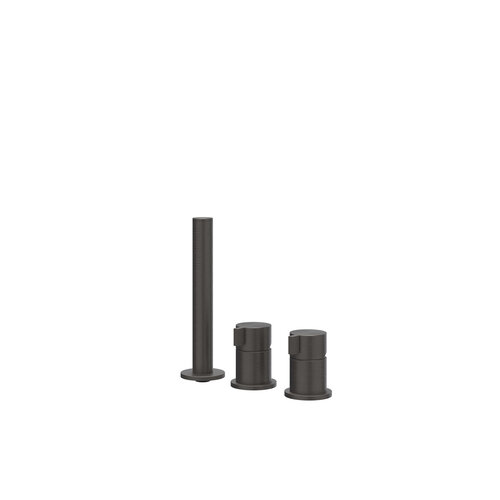 Badrandcombinatie IVY Tribe 3-gats Mengkraan Met Uittrekbare Handdouche Zonder Uitloop RVS316 Geborsteld Carbon Black PVD 