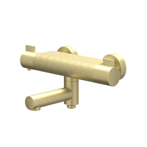 Badthermostaatkraan IVY Pact Opbouw Omstel Met Draaibare Baduitloop Met Omstel Cooltouch Geborsteld Mat Goud PVD 