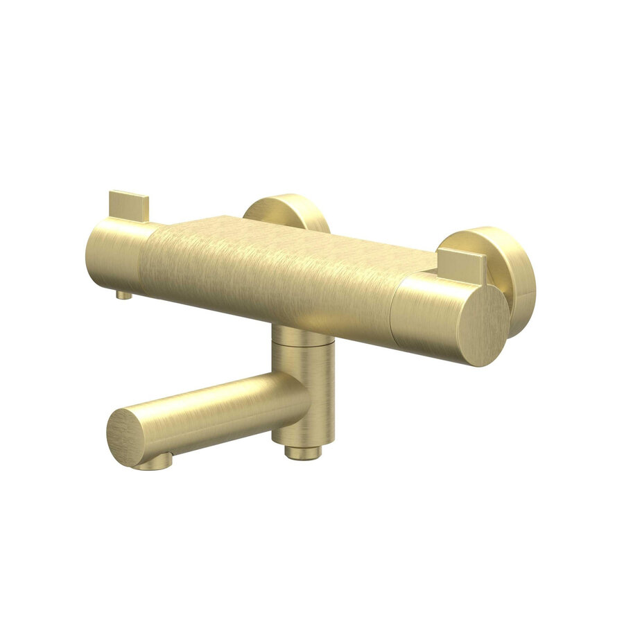 Badthermostaatkraan IVY Pact Opbouw Omstel Met Draaibare Baduitloop Met Omstel Cooltouch Geborsteld Mat Goud PVD