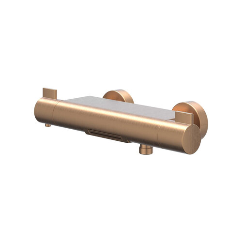 Badthermostaatkraan IVY Pact Opbouw Omstel Met Cascade Uitloop Met Omstel Cooltouch Geborsteld Mat Koper PVD 