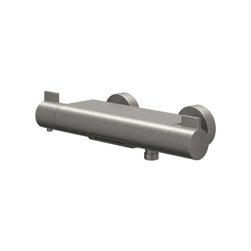 Badthermostaatkraan IVY Pact Opbouw Omstel Met Cascade Uitloop Met Omstel Cooltouch Geborsteld Metal Black PVD 