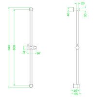 Glijstang IVY 80 cm Geborsteld Nickel PVD