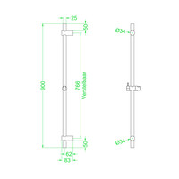 Glijstang IVY 90 cm RVS316 Geborsteld Mat Koper PVD