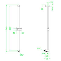 Glijstang IVY 80 cm Met Geintegreerde Wateruitlaat Chroom
