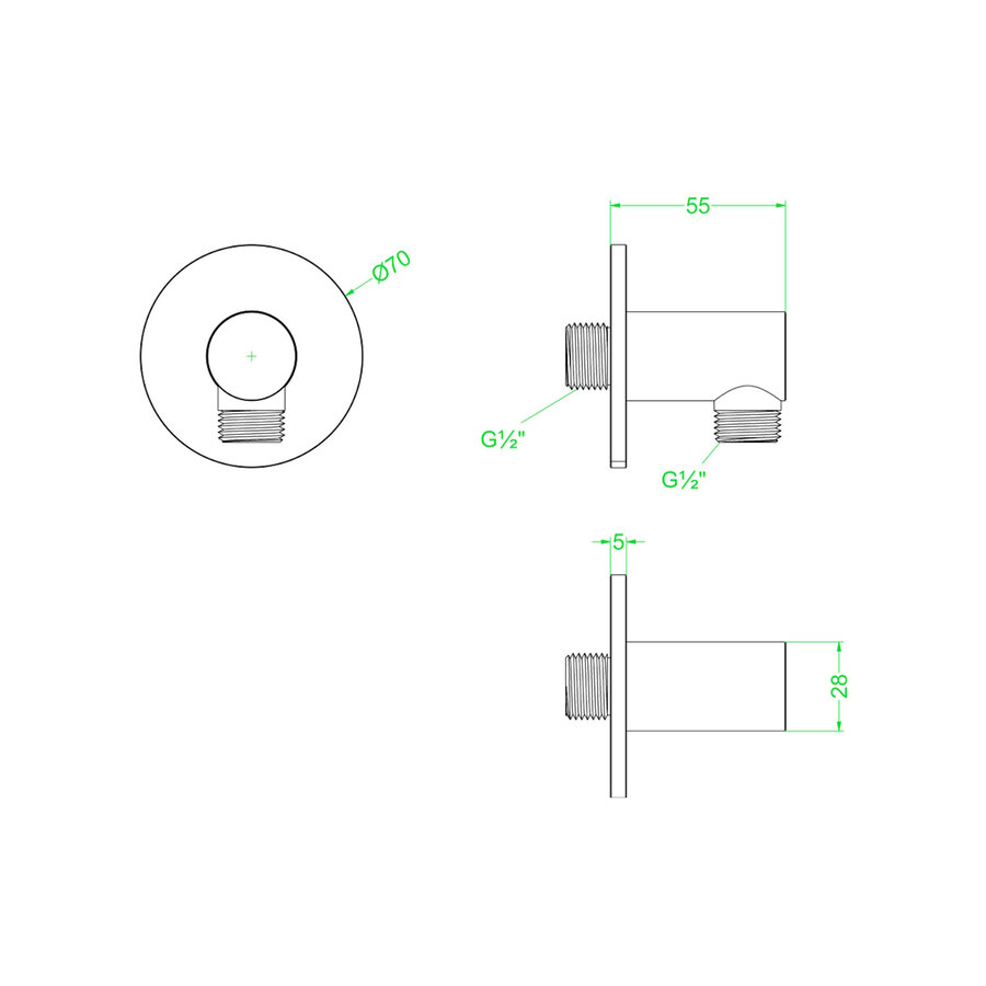 Wanduitlaat IVY 1/2 RVS316 Geborsteld Mat Goud PVD