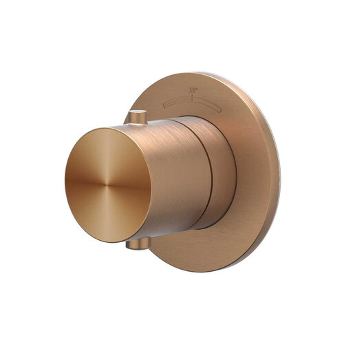 Afbouwdeel IVY Concord Inbouw Stopkraan Symmetry Met Rond Rozet RVS316 Geborsteld Mat Koper PVD 