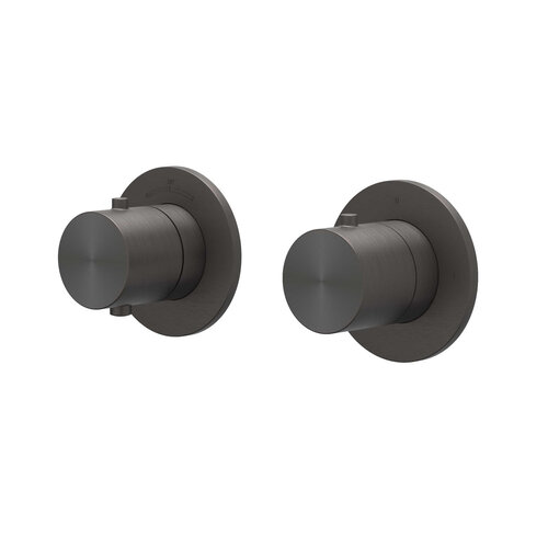 Afbouwdeel IVY Concord Inbouwthermostaat 2-weg Stop-Omstel Symmetry Met Rond Rozet RVS316 Geborsteld Carbon Black PVD 