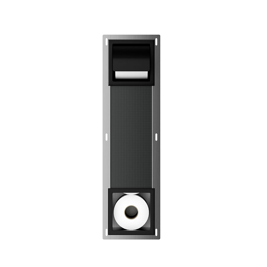 Toiletrolhouder met Klep en Reserverolhouder Inbouw Wiesbaden Rocko Mat Zwart