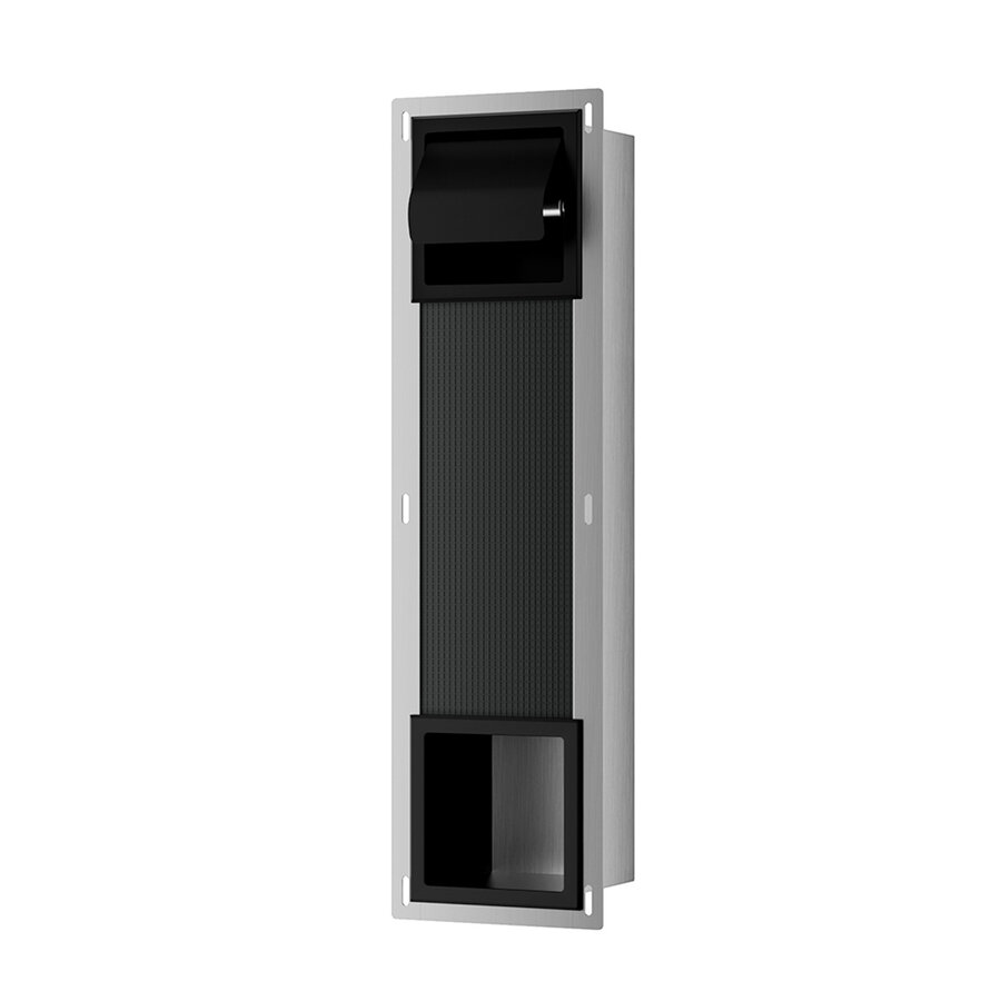 Toiletrolhouder met Klep en Reserverolhouder Inbouw Wiesbaden Rocko Mat Zwart