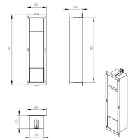 Toiletrolhouder met Klep en Reserverolhouder Inbouw Wiesbaden Rocko Mat Zwart