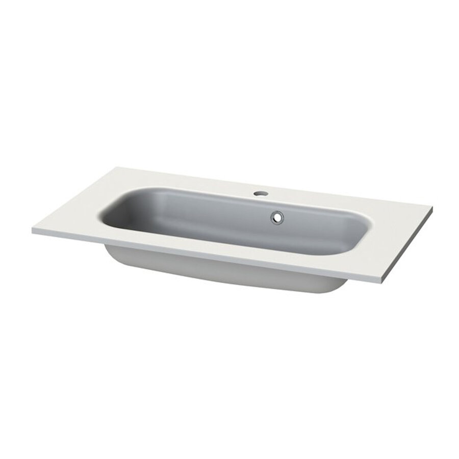 Meubelset Tiger Reverse 80 cm Met 2 Lades Natural Eik - Mat Wit incl Oval Wastafel Mat Wit