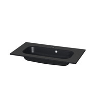 Meubelset Tiger Reverse 80 cm Met 2 Lades Chalet Eik - Mat Zwart incl Oval Wastafel Mat Zwart