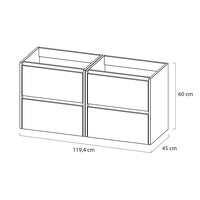 Meubelset Tiger Reverse 120 cm Met 4 Lades Natural Eik - Mat Wit incl Oval Wastafel Hoogglans Wit