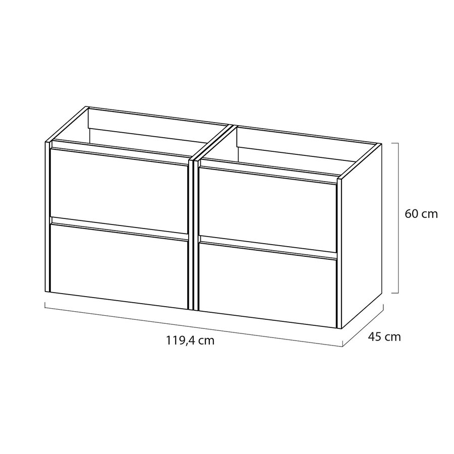 Meubelset Tiger Reverse 120 cm Met 4 Lades Chalet Eik - Mat Zwart incl Oval Wastafel Mat Zwart