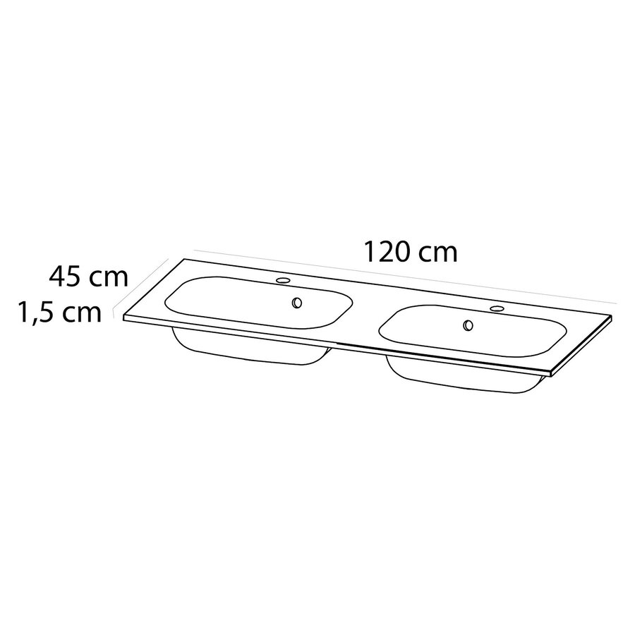 Wastafel Tiger S-line Oval 120 cm Mat Wit