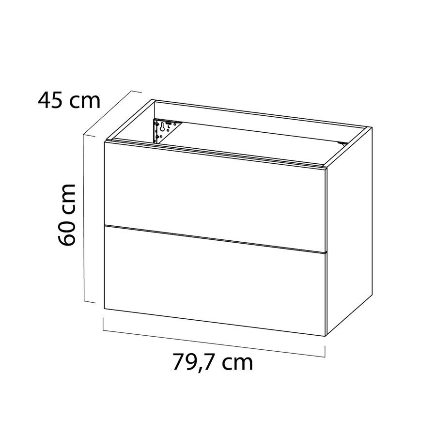 Wastafelonderkast Tiger Studio 80 cm Hoogglans Wit