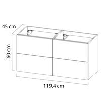 Wastafelonderkast Tiger Studio 120 cm Hoogglans Wit