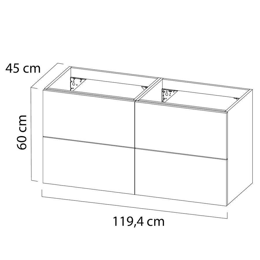 Wastafelonderkast Tiger Studio 120 cm Hoogglans Wit