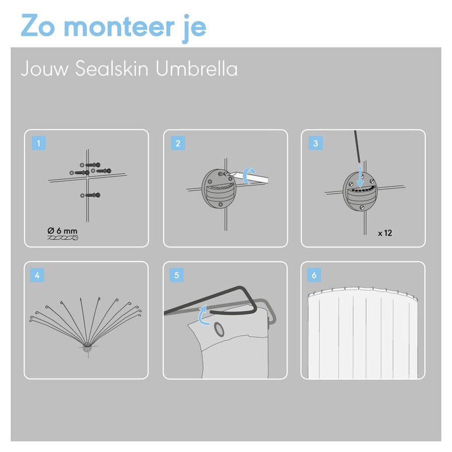 Douchegordijnstangset Sealskin Umbrella Chroom