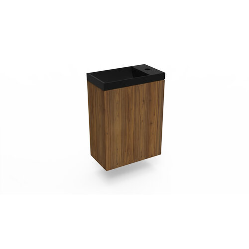 Fonteinkast Maddison Oak Arcqua Luna 40x55x28 cm Incl. Fontein Mat Zwart Zonder Overloop 