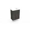 Arcqua Fonteinkast Dark Oak Arcqua Luna 40x55x28 cm Incl. Fontein Glans Wit Zonder Overloop