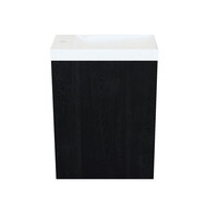 Fonteinkast Black Oak Arcqua Luna 40x55x28 cm Incl. Fontein Glans Wit Zonder Overloop