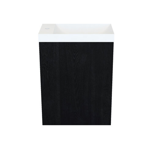 Fonteinkast Black Oak Arcqua Luna 40x55x28 cm Incl. Fontein Mat Wit Zonder Overloop 