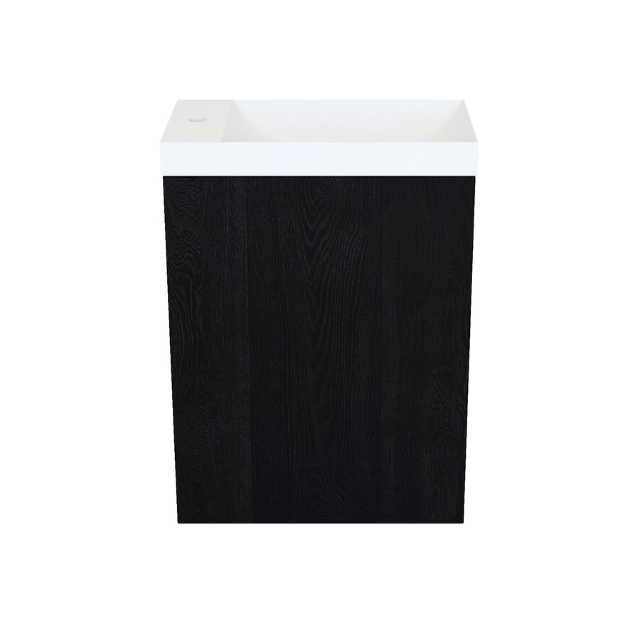 Fonteinkast Black Oak Arcqua Luna 40x55x28 cm Incl. Fontein Mat Wit Zonder Overloop