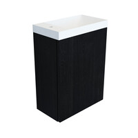 Fonteinkast Black Oak Arcqua Luna 40x55x28 cm Incl. Fontein Mat Wit Zonder Overloop