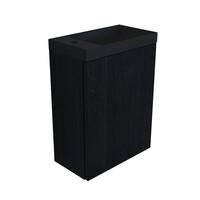 Fonteinkast Black Oak Arcqua Luna 40x55x28 cm Incl. Fontein Mat Zwart Zonder Overloop
