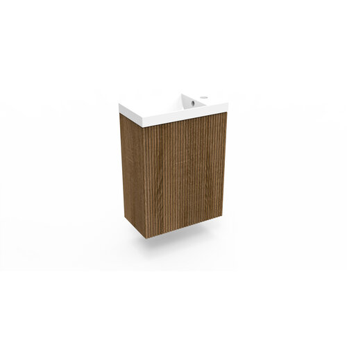 Fonteinkast Cafe Oak Arcqua Ridge 40x55x28 cm Incl. Fontein Glans Wit Met Overloop 