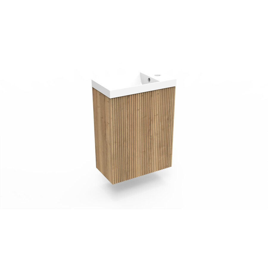 Fonteinkast Halifax Oak Arcqua Ridge 40x55x28 cm Incl. Fontein Glans Wit Met Overloop