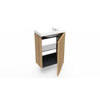 Fonteinkast Halifax Oak Arcqua Ridge 40x55x28 cm Incl. Fontein Glans Wit Met Overloop