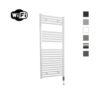 Elektrische Radiator Sanicare HWV Met Wifi 111,8x45 cm Wit 596W Met Thermostaat Chroom Rechtsonder