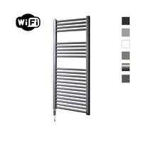 Elektrische Radiator Sanicare HWV Met Wifi 111,8x45 cm Gunmetal 596W Met Thermostaat Chroom Linksonder