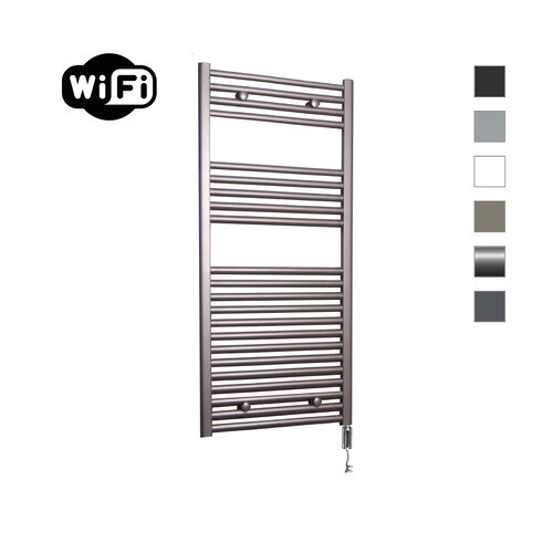 Elektrische Radiator Sanicare HWV Met Wifi 111,8x45 cm Inox Look 596W Met Thermostaat Chroom Rechtsonder 