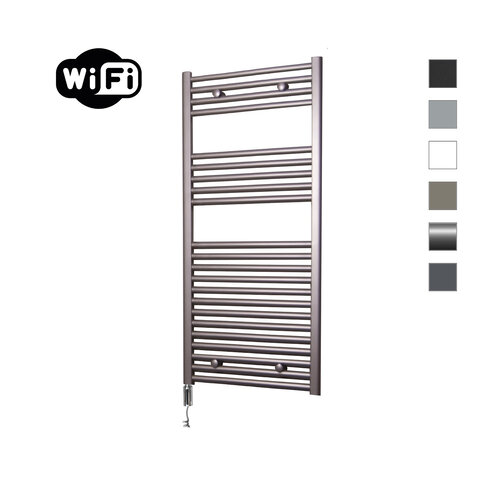 Elektrische Radiator Sanicare HWV Met Wifi 111,8x45 cm Inox Look 596W Met Thermostaat Chroom Linksonder 