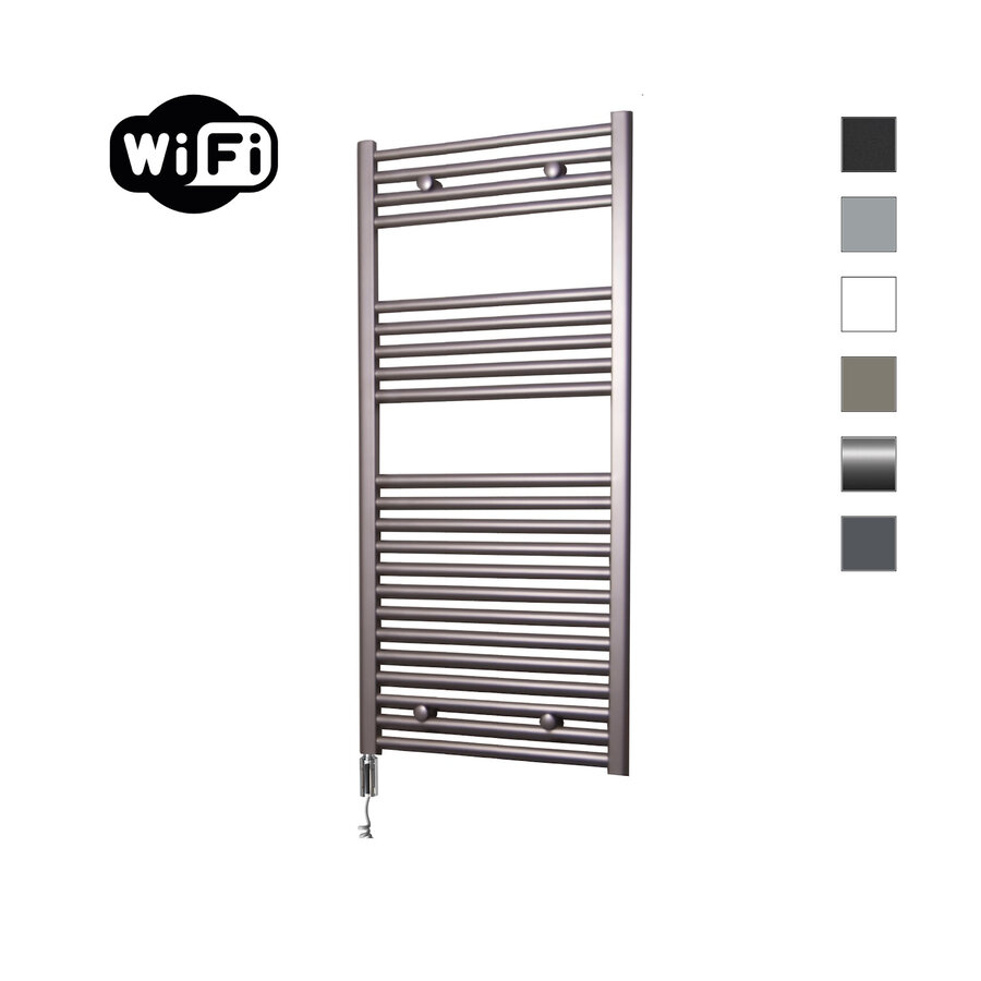 Elektrische Radiator Sanicare HWV Met Wifi 111,8x45 cm Inox Look 596W Met Thermostaat Chroom Linksonder